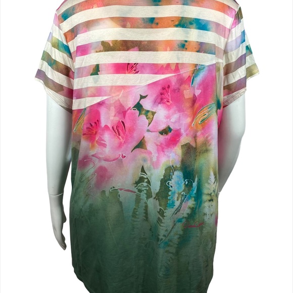NWT Dawn Davis Art & Soul top w stripes/floral - Picture 5 of 8